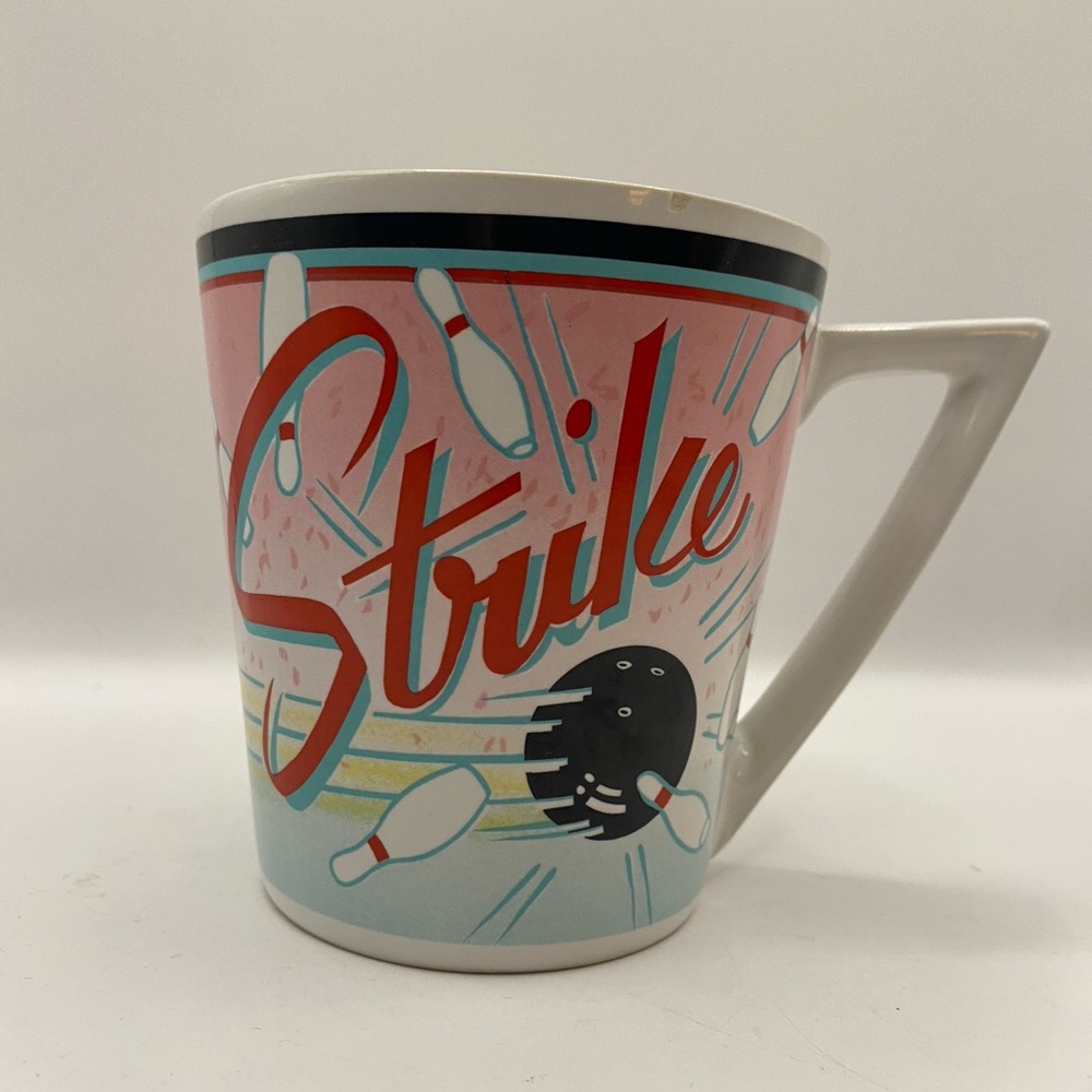 1987 Vandor “Strike” bowling coffee mug designed - Pelzman Designs made in Japan